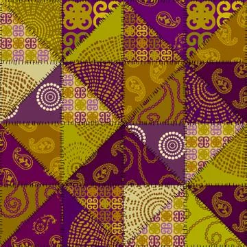 Patchwork textile pattern. Seamless quilting design background. Illustrazione stock