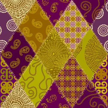 Patchwork textile pattern. Seamless quilting design background. Stock Illustration