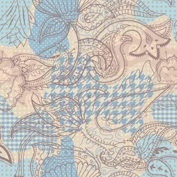 Patchwork textile pattern. Seamless quilting design background. Illustrazione stock