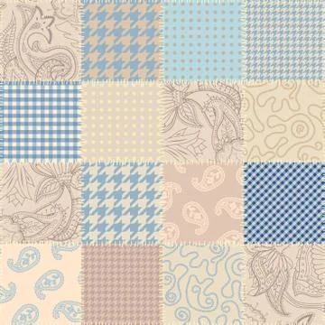 Patchwork textile pattern. Seamless quilting design background. 库存插图