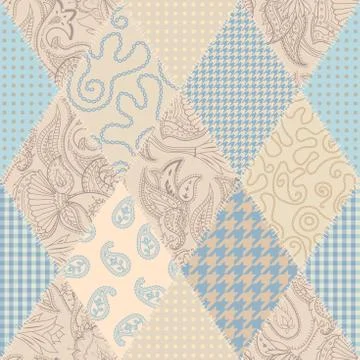 Patchwork textile pattern. Seamless quilting design background. Stock Illustration