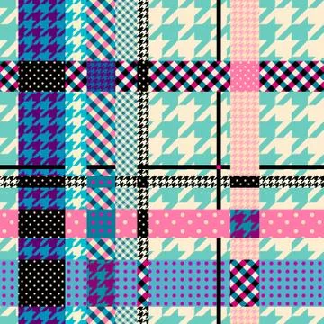 Patchwork textile pattern. Seamless quilting design background. Illustrazione stock