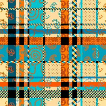 Patchwork textile pattern. Seamless quilting design background. Stock Illustration
