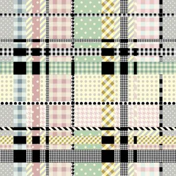Patchwork textile pattern. Seamless quilting design background. Stockillustratie