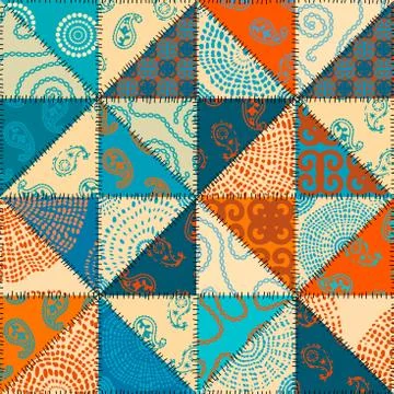 Patchwork textile pattern. Seamless quilting design background. Stock Illustration
