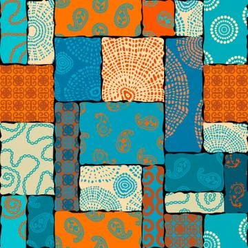 Patchwork textile pattern. Seamless quilting design background. イラスト素材
