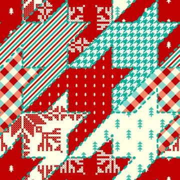 Patchwork textile pattern. Seamless quilting design background. Stock Illustration