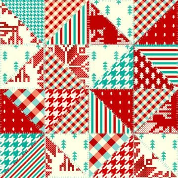 Patchwork textile pattern. Seamless quilting design background. Stock Illustration