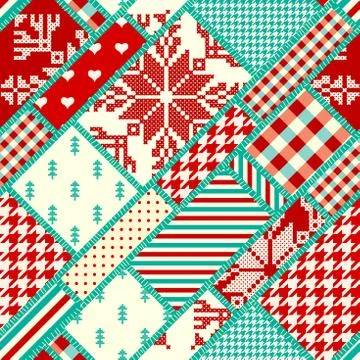 Patchwork textile pattern. Seamless quilting design background. Stock Illustration