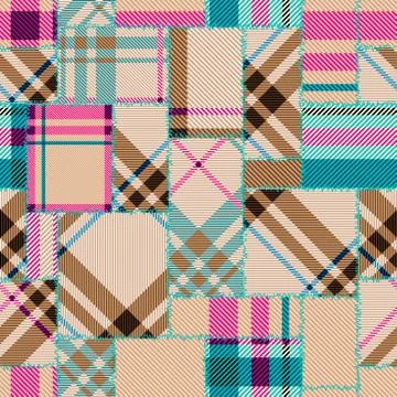 Patchwork textile pattern. Seamless quilting design background. Stockillustratie