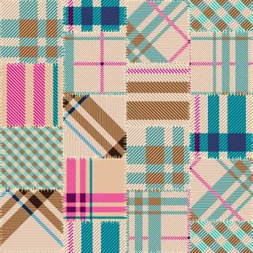 Patchwork textile pattern. Seamless quilting design background. 库存插图