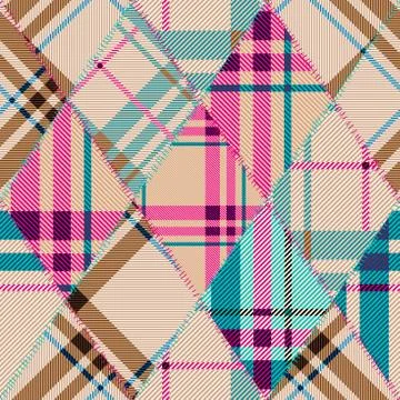Patchwork textile pattern. Seamless quilting design background. 库存插图