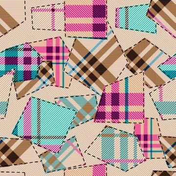 Patchwork textile pattern. Seamless quilting design background. Illustrazione stock