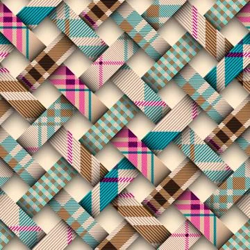 Patchwork textile pattern. Seamless quilting design background. Stock Illustration