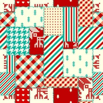 Patchwork textile pattern. Seamless quilting design background. Stock Illustration