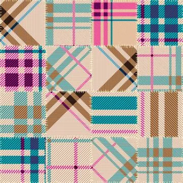 Patchwork textile pattern. Seamless quilting design background. 스톡 일러스트