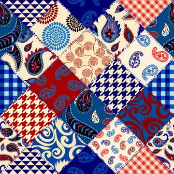 Patchwork textile pattern. Seamless quilting design background. Stockillustratie