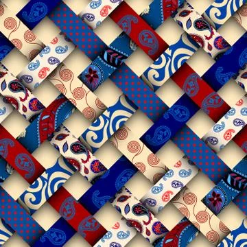 Patchwork textile pattern. Seamless quilting design background. Illustrazione stock