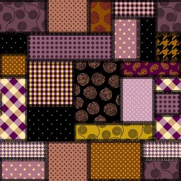 Patchwork textile pattern. Seamless quilting design background. Illustrazione stock