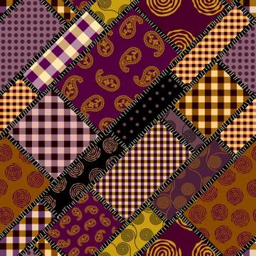 Patchwork textile pattern. Seamless quilting design background. Stock Illustration