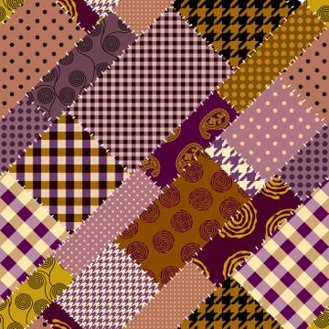 Patchwork textile pattern. Seamless quilting design background. Illustrazione stock