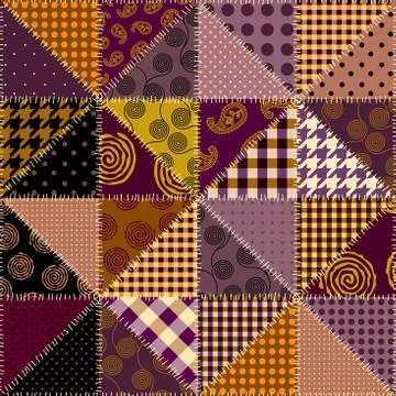 Patchwork textile pattern. Seamless quilting design background. Illustrazione stock