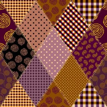 Patchwork textile pattern. Seamless quilting design background. Illustrazione stock