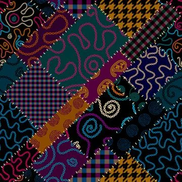 Patchwork textile pattern. Seamless quilting design background. Stockillustratie