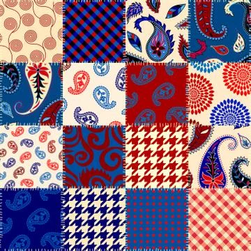 Patchwork textile pattern. Seamless quilting design background. Stock Illustration