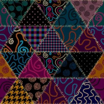 Patchwork textile pattern. Seamless quilting design background. 스톡 일러스트