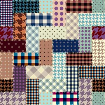 Patchwork textile pattern. Seamless quilting design background. 스톡 일러스트