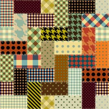 Patchwork textile pattern. Seamless quilting design background. 스톡 일러스트