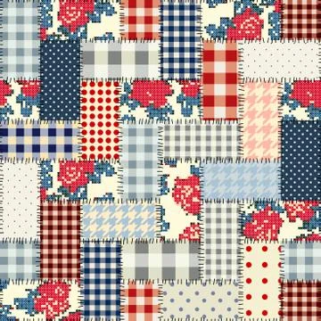 Patchwork textile pattern. Seamless quilting design background. イラスト素材