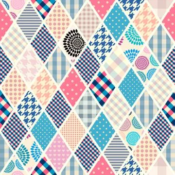 Patchwork textile pattern. Seamless quilting design background. Stock Illustration