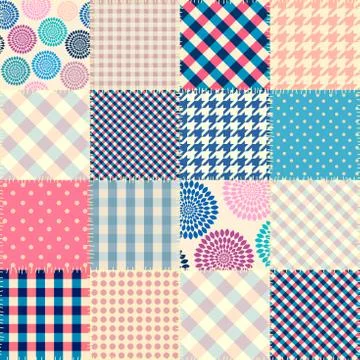 Patchwork textile pattern. Seamless quilting design background. Illustrazione stock