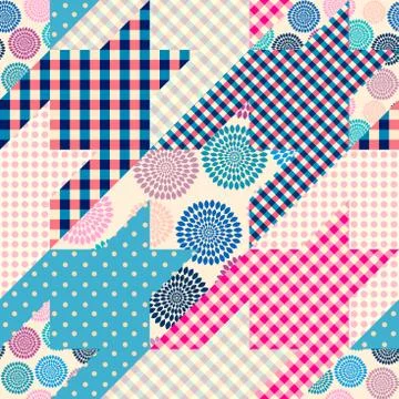 Patchwork textile pattern. Seamless quilting design background. Illustrazione stock