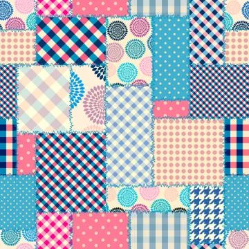Patchwork textile pattern. Seamless quilting design background. Illustrazione stock