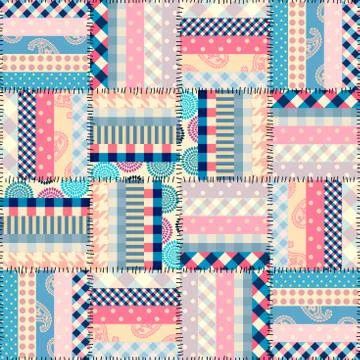 Patchwork textile pattern. Seamless quilting design background. Stock Illustration
