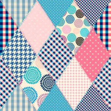 Patchwork textile pattern. Seamless quilting design background. Stock Illustration
