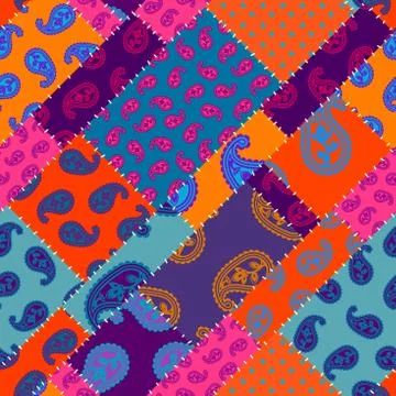 Patchwork textile pattern. Seamless quilting design background. Stockillustratie