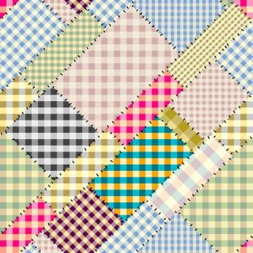 Patchwork textile pattern. Seamless quilting design background. Stock Illustration
