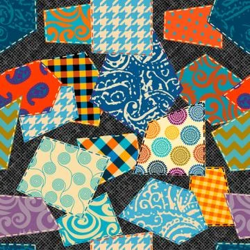 Patchwork textile pattern. Seamless quilting design background. 库存插图