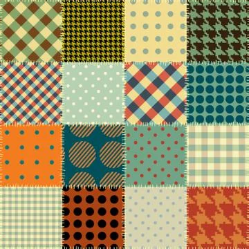 Patchwork textile pattern. Seamless quilting design background. Illustrazione stock