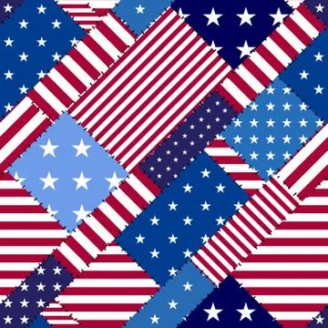 Patchwork textile pattern. Seamless quilting design background. Illustrazione stock