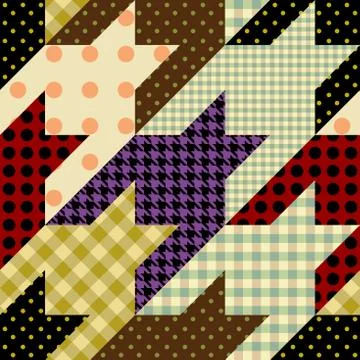 Patchwork textile pattern. Seamless quilting design background. Illustrazione stock