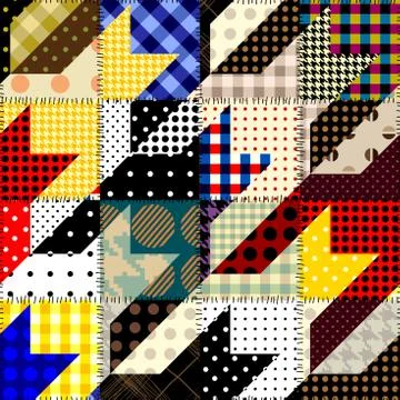 Patchwork textile pattern. Seamless quilting design background. Illustrazione stock