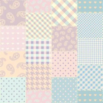 Patchwork textile pattern. Seamless quilting design background. Illustrazione stock