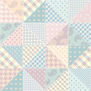 Patchwork textile pattern. Seamless quilting design background. Stock Illustration