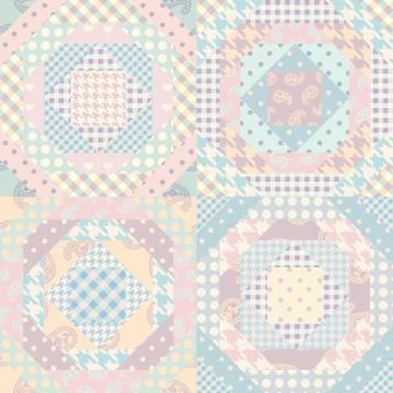 Patchwork textile pattern. Seamless quilting design background. Stockillustratie
