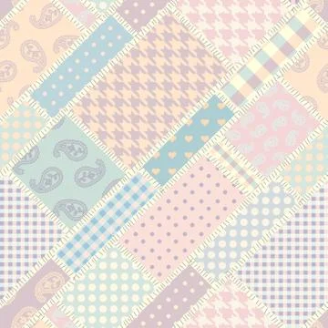 Patchwork textile pattern. Seamless quilting design background. Stockillustratie